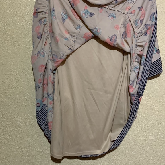 Bo Bel Dress Mini Size S Tiered Floral Pink Blue Gray Cream Long Tunic - Picture 8 of 15